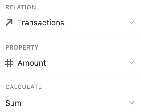 Rollup sum of amounts in accounts