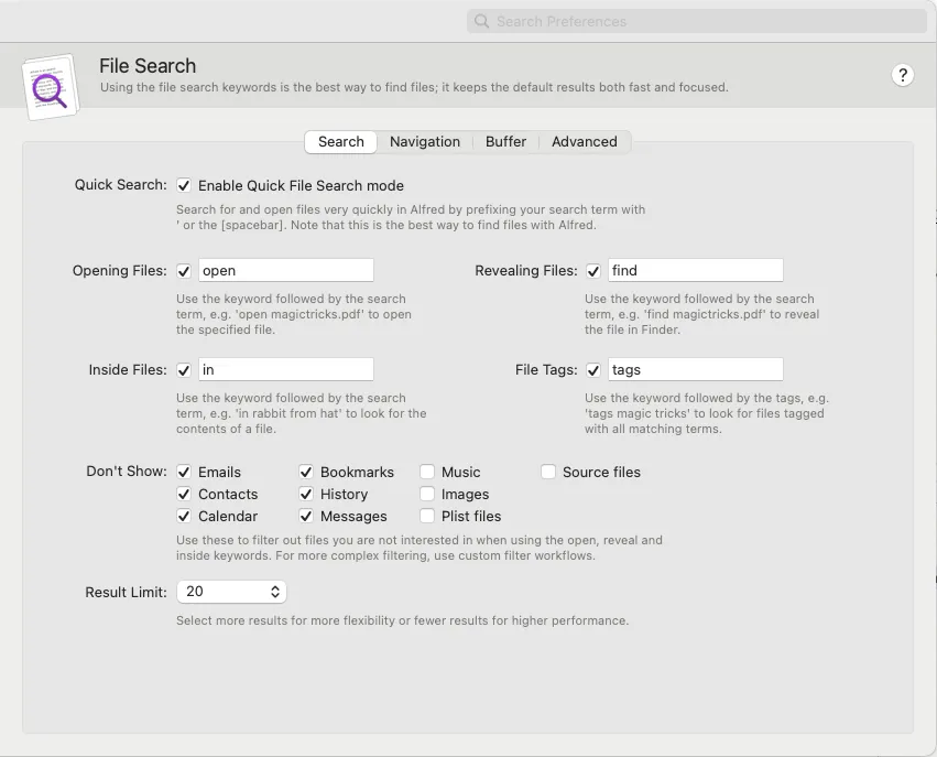 Alfred Quick File Search