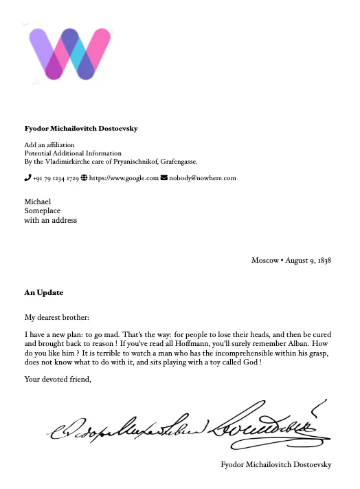 Sample letter produced with the pandoc workflow